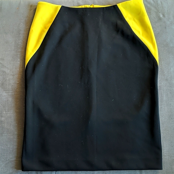 Black and yellow color block pencil skirr - Picture 1 of 4